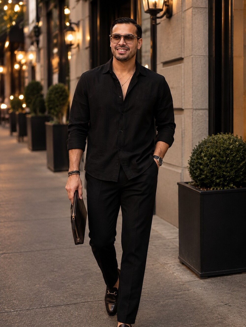 Murano Men's Black Lightweight Shirt Jacket